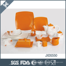 Стильный дизайн оранжевый сплошной цвет ужин набор керамической современной площади посуды